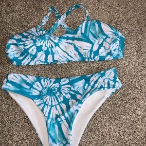 Blue tie dye bikini set